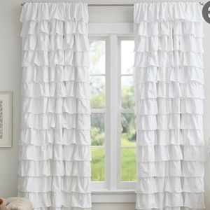 95” white ruffle curtains